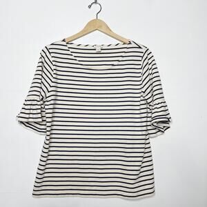 J CREW Striped Ruffle T-Shirt